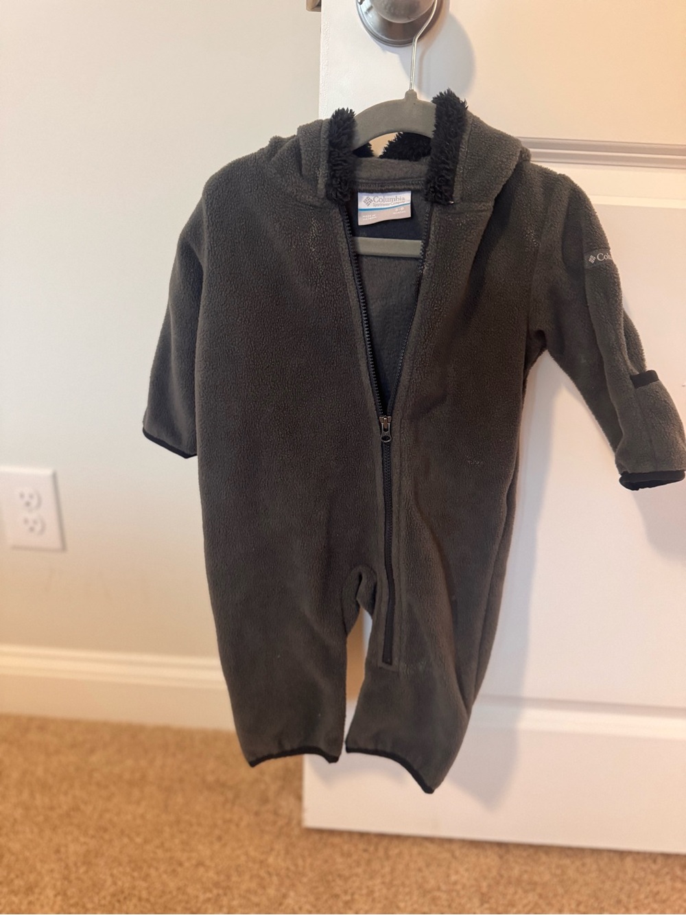 Columbia Kids Charcoal Gray Fleece Hooded One-Piece